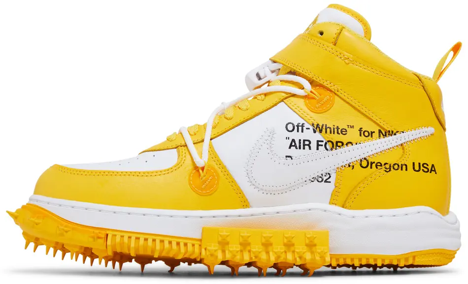 Air Force 1 Mid Off White Leather Yellow — Vista 2