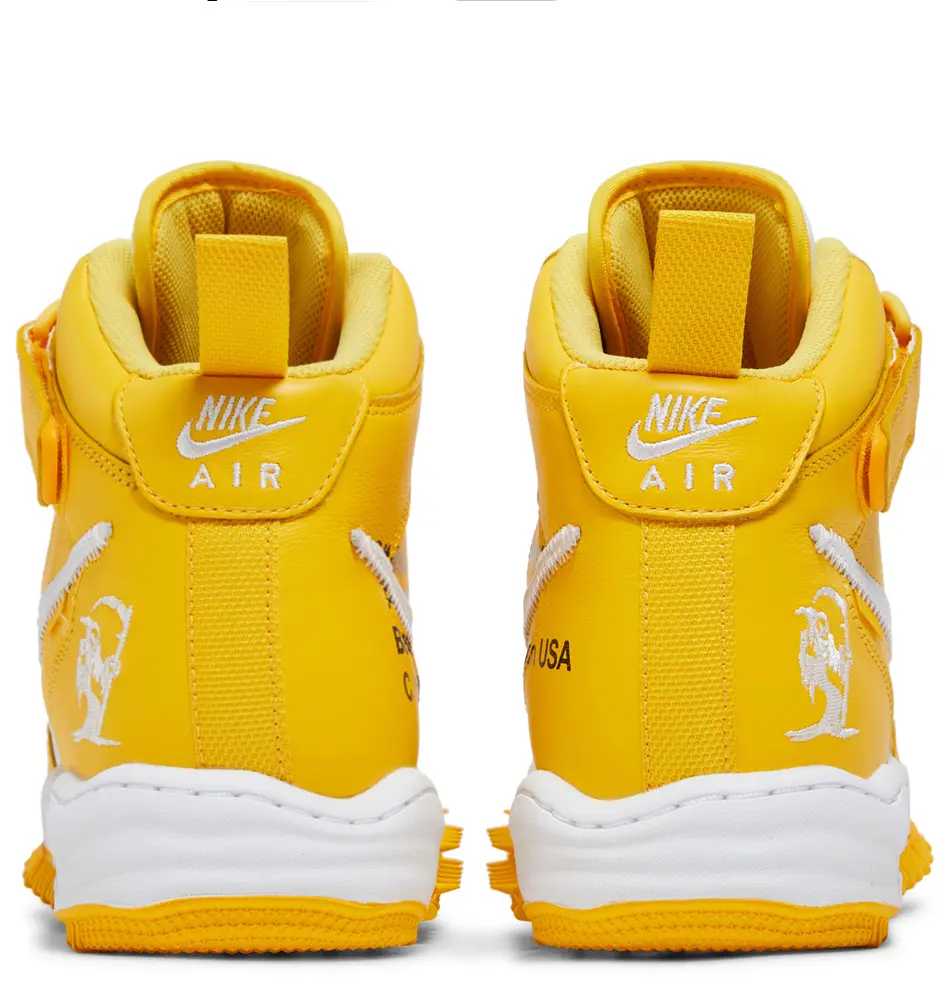 Air Force 1 Mid Off White Leather Yellow — Vista 3