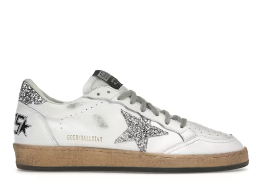 Golden Goose Ball Star White Silver Glitter Womens — Xotic Sneakers Chile