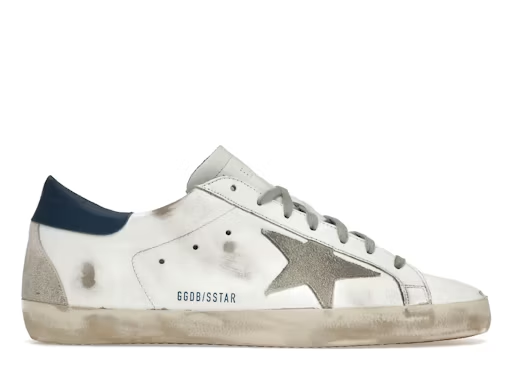 Golden Goose Super Star White Royal Blue Grey Suede Patch — Xotic Sneakers Chile