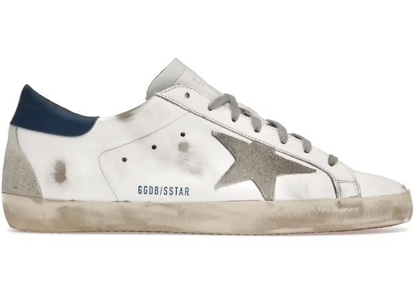Golden Goose Super Star White Royal Blue Grey Suede Patch — Vista 2
