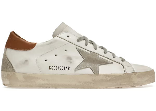 Golden Goose Super Star White Vacchetta Tan Grey Suede Patch — Vista 2