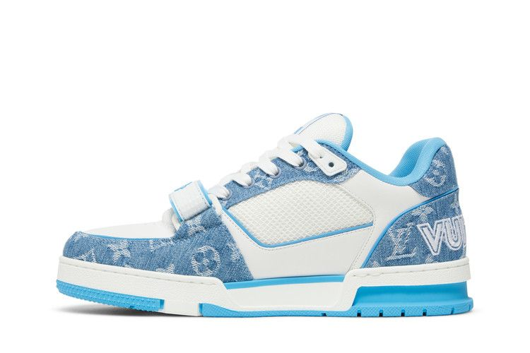 Lv Trainer Low Velcro Light Blue Denim — Vista 4