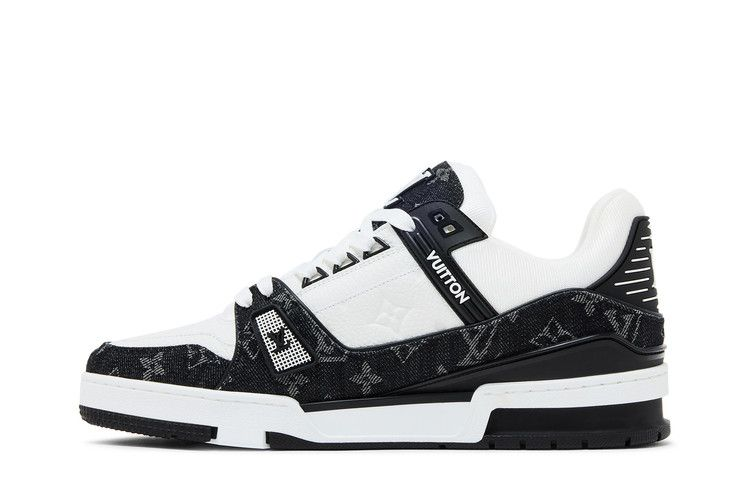 Lv Trainer White Black Denim — Vista 4
