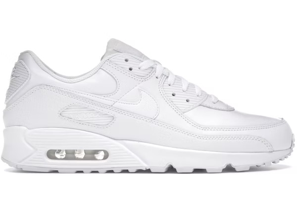 Nike Air Max 90 Leather Triple White 2020 — Vista 2